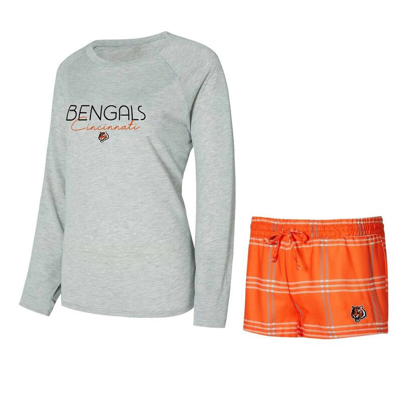 アンブランデッド レディース アンダーウェア ナイトウェア Tシャツ ショートパンツ Unbranded Women's Conceptsport Orange/Gray Cincinnati Bengals Petition Raglan Long Sleeve T-Shirt and Shortset Bng Orange オレンジ