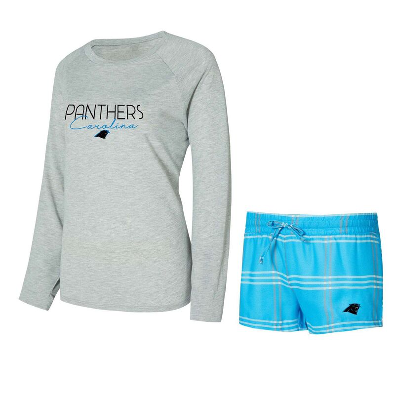 アンブランデッド レディース アンダーウェア ナイトウェア Tシャツ ショートパンツ Unbranded Women's Conceptsport Blue/Gray Carolina Panthers Petition Raglan Long Sleeve T-Shirt and Shortset Pth Blue ブルー