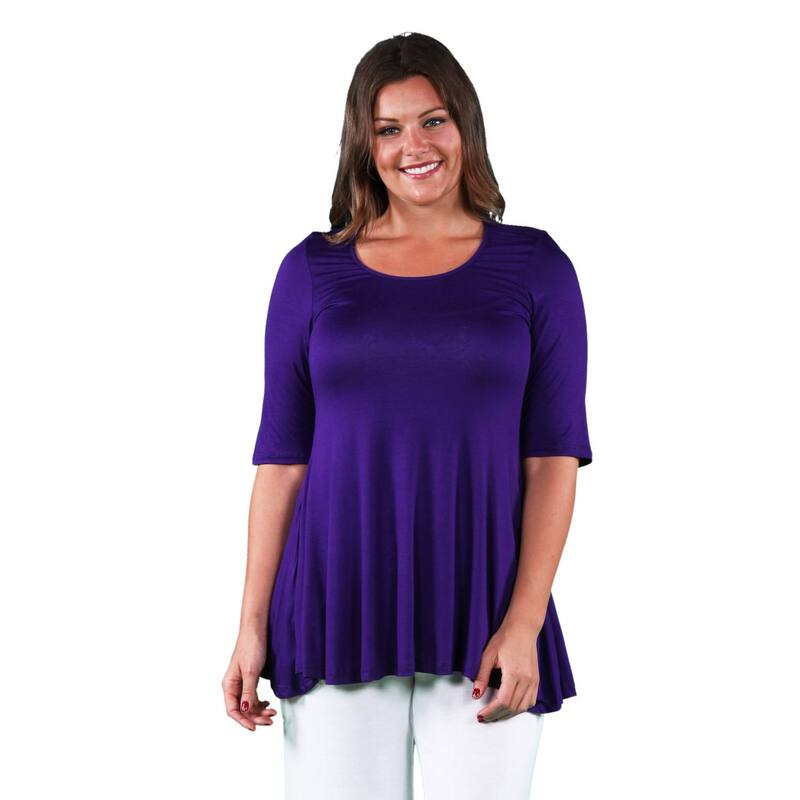 24 セブンコンフォート レディース トップス Tシャツ プラスサイズ Plusize 24Seven Comfort Apparelbow Swing Tunic Topurple パープル