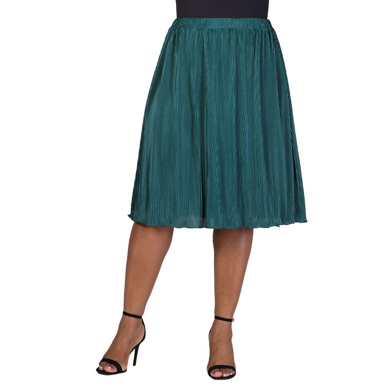 24 セブンコンフォート レディース ボトムスカート プラスサイズ プリーツ ミディ Plusize 24Seven Comfort Apparelegant Accordion Pleated Elastic Waistband Party Midi Skirt Hunter|ReVida 店
