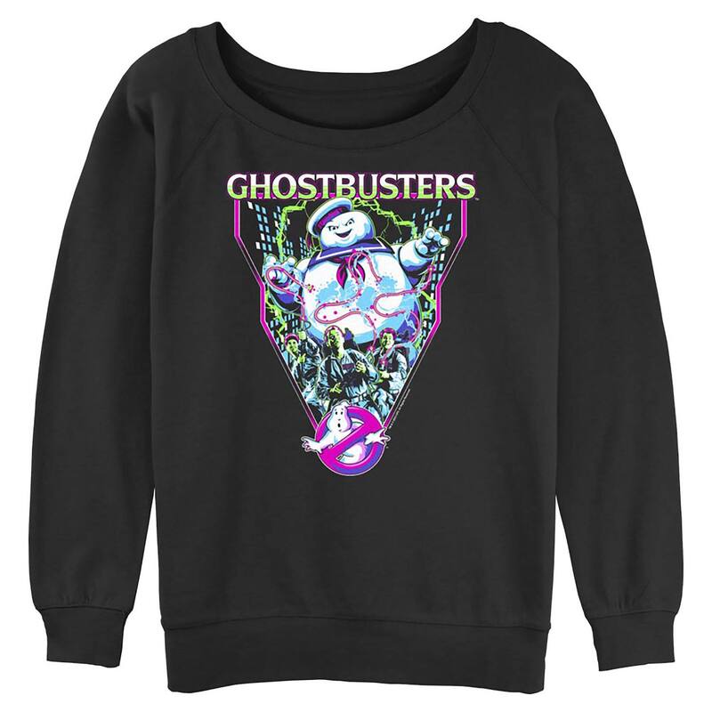 アニメキャラクター レディース トップス Tシャツ グラフィック Licensed Character Juniors' Ghostbusterstay Puft Marshmallow Man Graphic Pullover Black ブラック