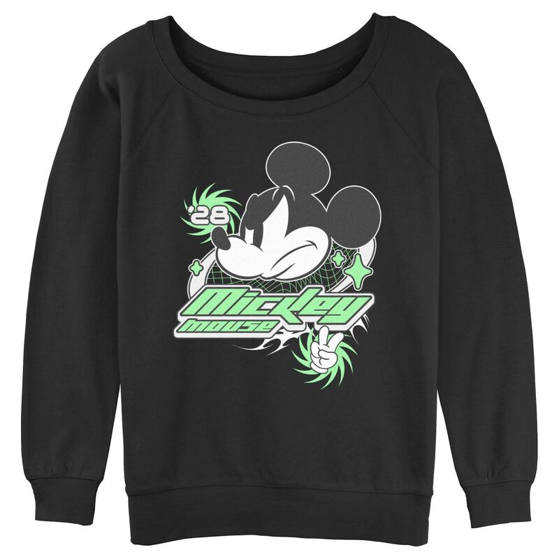 ディズニー レディース トップス Tシャツ グラフィック Disney's Mickey Mouse Angry Face Peace '28 Juniors' Graphic Pullover Black ブラック