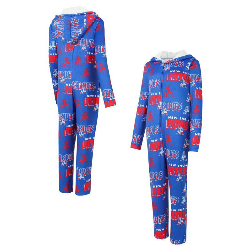 アンブランデッド レディース アンダーウェア ナイトウェア プリント フリース Unbranded Women's Conceptsport Royal New England Patriots Roadway Allover Print Microfleece Full-Zip Union Suit Pat Blue ブルー