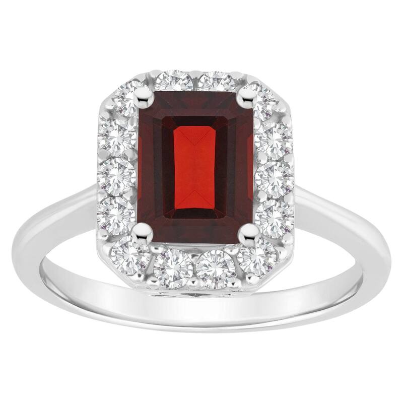 Celebration Gems レディース アクセサリー リング Celebration Gemsterling Silver Emerald Cut Gemstone Halo Ringarnet エメラルド 56,540円