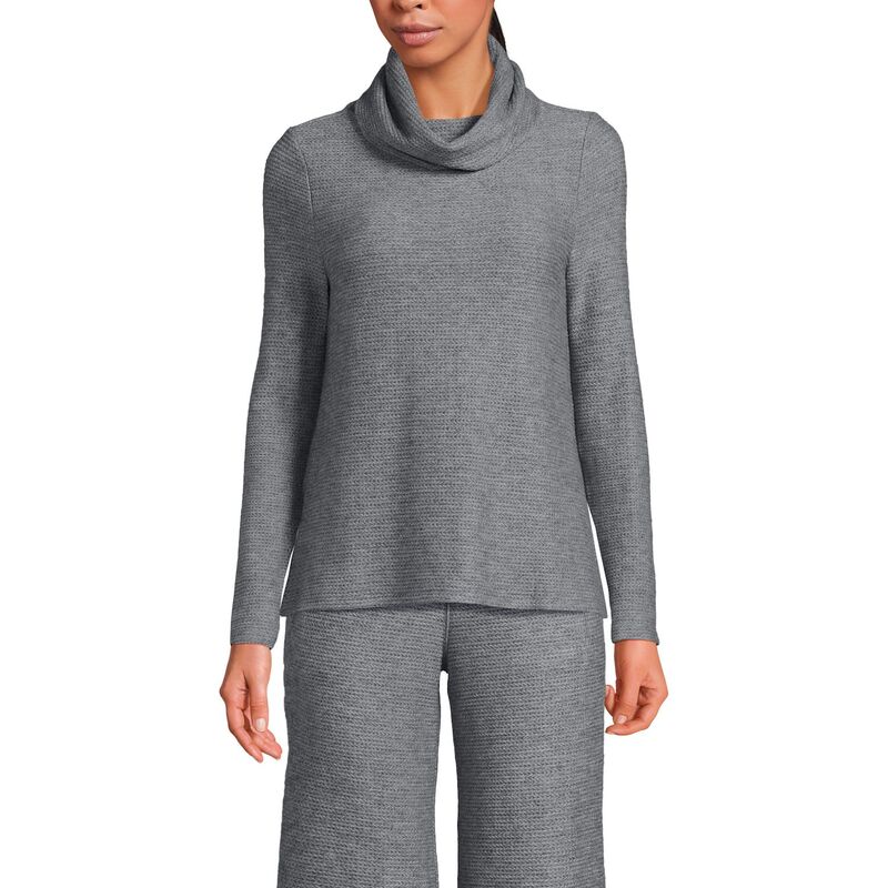 ランズエンド レディース トップス Tシャツ Women's Lands' End Relaxed Long Sleeve Cowl Neck Top Gray Heather グレー｜ReVida 店 9,926円