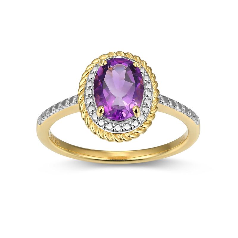 アンブランデッド レディース アクセサリー リング Unbranded 18k Gold Over Silver Gemstone & Diamond Accent Halo Ring February Gen Amethyst ゴールド｜ReVida 店