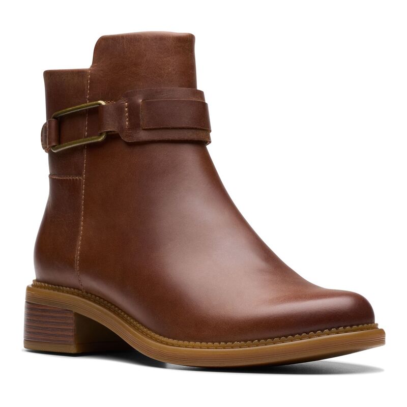 クラークス レディース シューズ ブーツ・レインブーツ アンクル なめし革 Clarks Maye Bella Women\u0027s Leather Ankle Boots Tan タン その他-ブーツ
