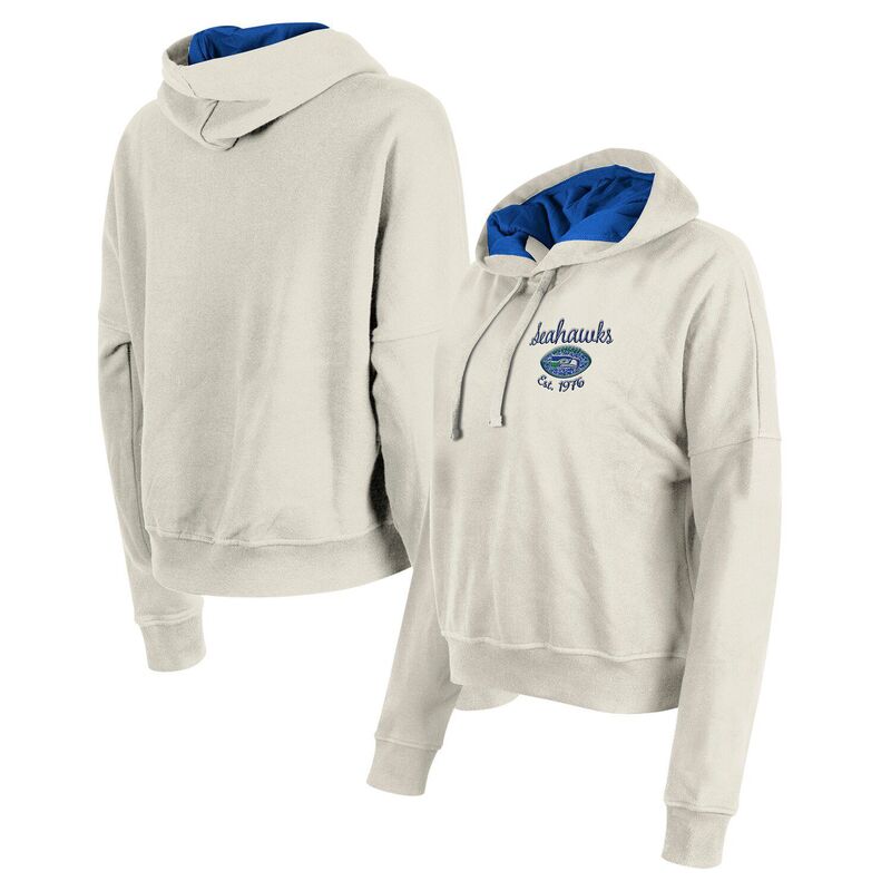 ニューエラ レディース トップス Tシャツ ダウン パーカー Women's New Era Cream Seattle Seahawks 3rdown Historic Pullover Hoodie Sea Beige ベージュ