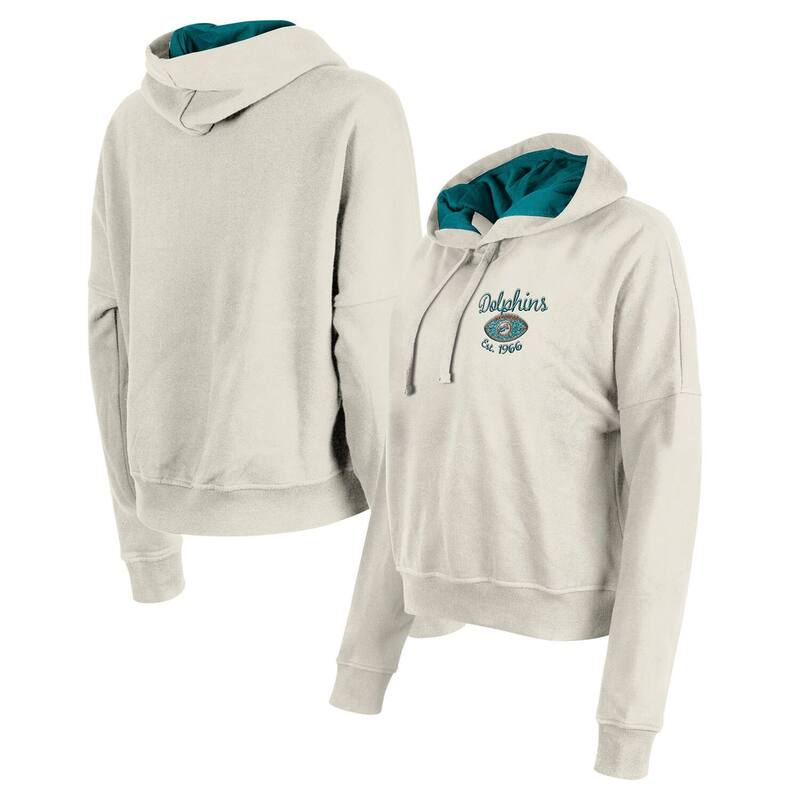 ニューエラ レディース トップス Tシャツ ダウン パーカー Women's New Era Creamiami Dolphins 3rdown Historic Pullover Hoodie Dol Beige ベージュ