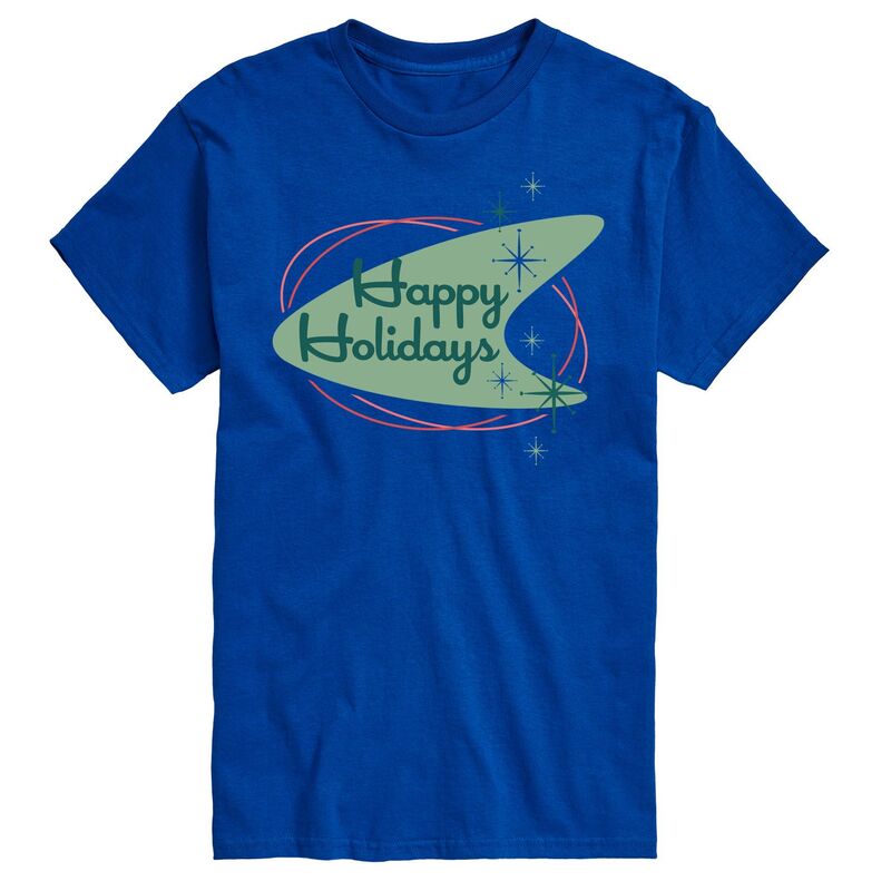 アニメキャラクター メンズ トップス Tシャツ グラフィック Licensed Character Men's Happy Holidaysign Graphic Tee Blue ブルー