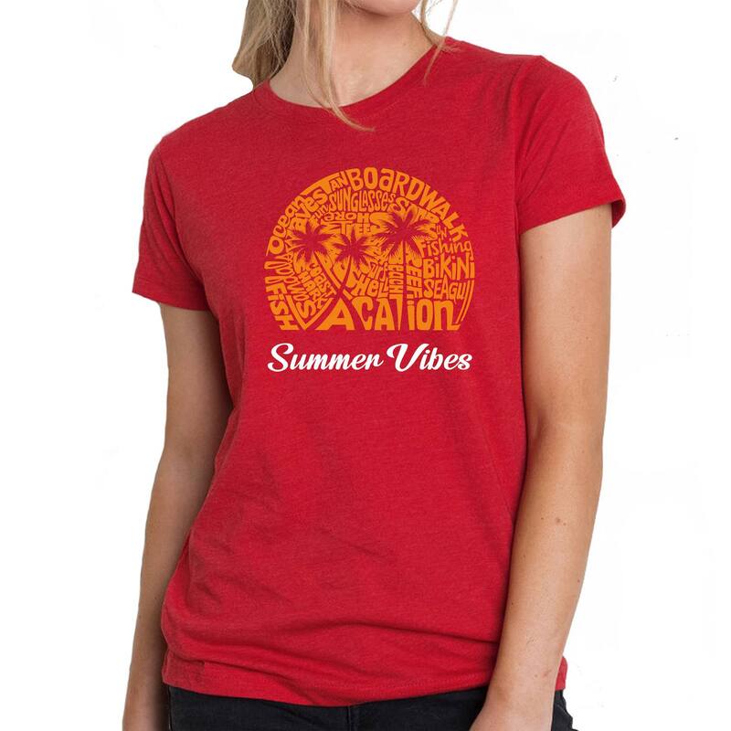 エルエーポップアート レディース トップス Tシャツ LA Pop Art Summer Vibes - Women's Premium Blend Word Art-shirt Red レッド