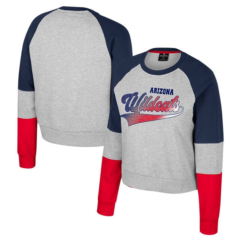 コロシアム レディース トップス Tシャツ スウェット Women's Colosseum Heather Gray Arizona Wildcats Katinka Rhinestone Scoop Neck Pullover Sweatshirt Arz Grey グレー