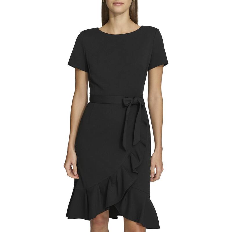 アンドリューマーク レディース トップス ワンピース ミニ Women's Andrew Marc Flounce Hemini Dress Black ブラック｜ReVida 店