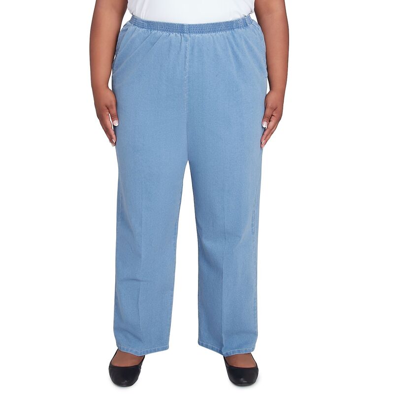 アルフレッド ダナー レディース ボトムス 心地好いズボン下 つけ加える大きさ ジーンズ Plusize Alfredunner Elastic Waist Medium Length Denim Pants Medium Denim ジーンズ