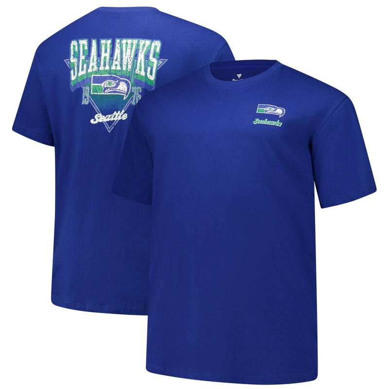 ファナティクス メンズ トップス Tシャツ トール ロゴ Men's Fanatics Royal Seattle Seahawks Big & Tall Throwback Logo T-Shirt Sea Blue ブルー