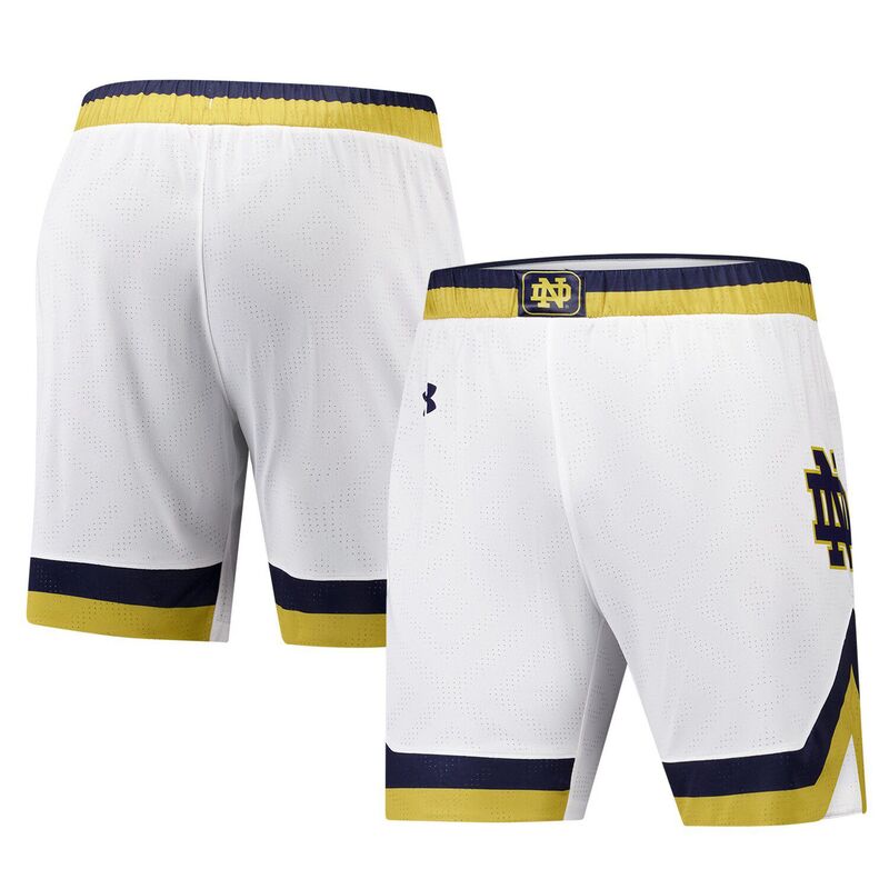 アンダーアーマー メンズ ボトムス ハーフパンツ・ショーツ ショートパンツ Men's Under Armour White Notre Dame Fighting Irish Replica Basketball Shorts Ntd White ホワイト