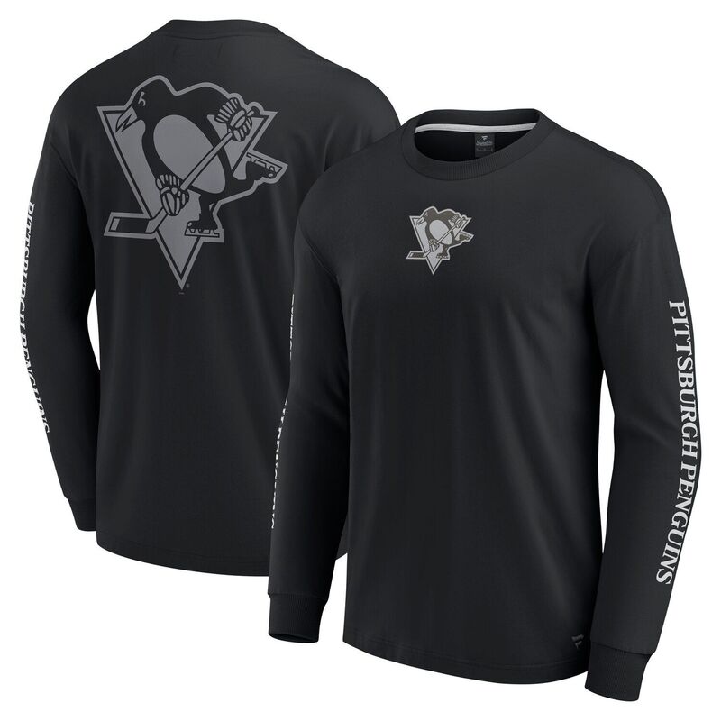ファナティクス メンズ トップス Tシャツ Men's Fanatics Black Pittsburgh Penguins Elementstrive Long Sleeve T-Shirt Png Black ブラック