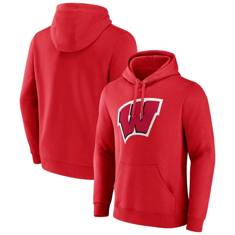 ファナティクス メンズ トップス Tシャツ フリース パーカー Men Fanatics Red Wisconsin Badgers Fleece Pullover Hoodie Wis Red レッド