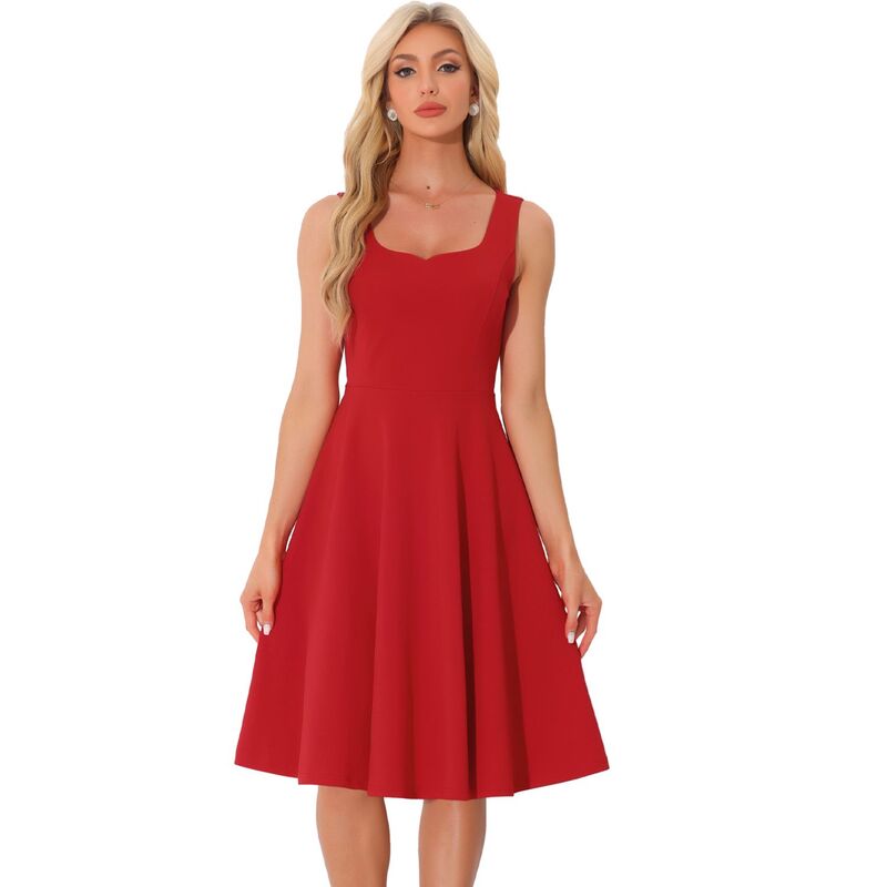 アレグラ ケー レディース トップス ワンピース ヴィンテージ ノースリーブ ALLEGRA K Vintage Swing Dress For Women'sweetheart Neck Sleeveless Fit And Flare Dresses Red レッド 15,360円