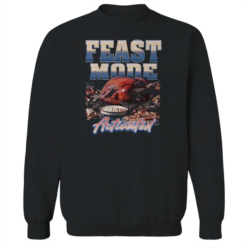 アニメ文字記号 メンズ トップス ティーシャツ 流汗 グラフィック Licensed Character Men\u0027s COLAB89 Feast Mode Activated Thanksgivingraphic Sweatshirt Black 黒いこと トップス-メンズファッション-Tシャツ・カットソー