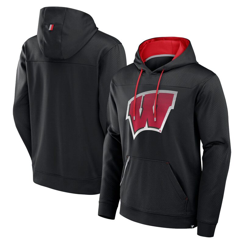 ファナティクス メンズ トップス Tシャツ パーカー Men Fanatics Black Wisconsin Badgers Defender Dot Faded Primary Pullover Hoodie Wis Black ブラック