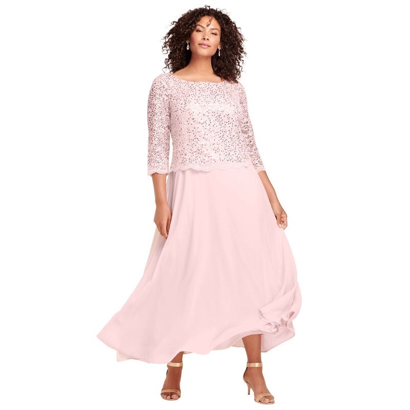 ロアマンズ レディース トップス ワンピース プラスサイズ プチ レース Roaman's Women's Plusize Petite Lace Popover Dress Pale Blush ブラッシュ
