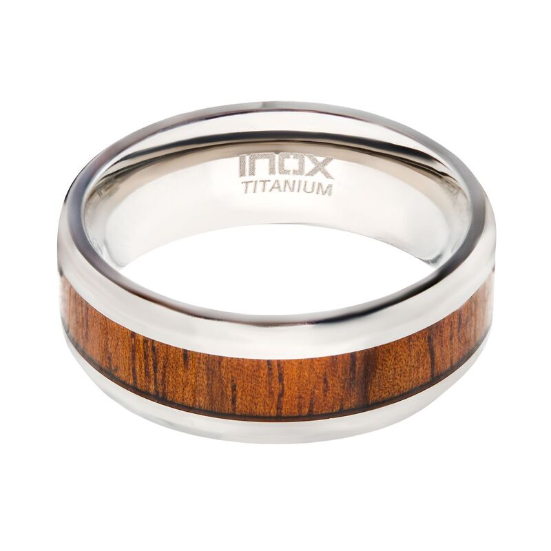 【送料無料】 アンブランデッド メンズ リング アクセサリー Men's Wood Inlayed Titanium Ring Stainless