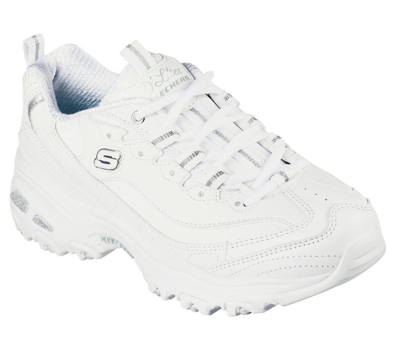 スケッチャーズ レディース シューズ スニーカー Skechers D'Lites Women'shoes White Silver Leather ホワイト