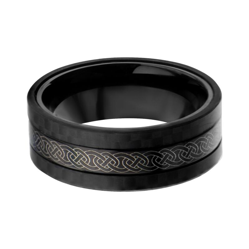 【送料無料】 アンブランデッド メンズ リング アクセサリー Men Celtic Design Solid Carbon Fiber Ring Two Tone