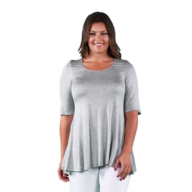 24 セブンコンフォート レディース トップス Tシャツ プラスサイズ Plusize 24Seven Comfort Apparelbow Swing Tunic Top Heather ヘザー