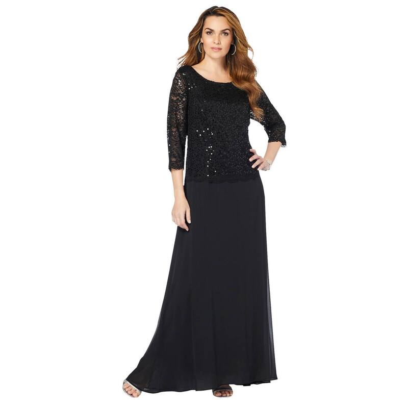 ロアマンズ レディース トップス ワンピース プラスサイズ レース Roaman's Women's Plusize Lace Popover Dress Black ブラック