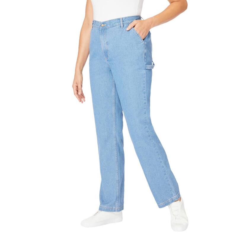 ウーマン ウィズイン レディース ボトムス デニムパンツ プラスサイズ Woman Within Women's Plusize Carpenter Denim Pant Light Stonewash デニム