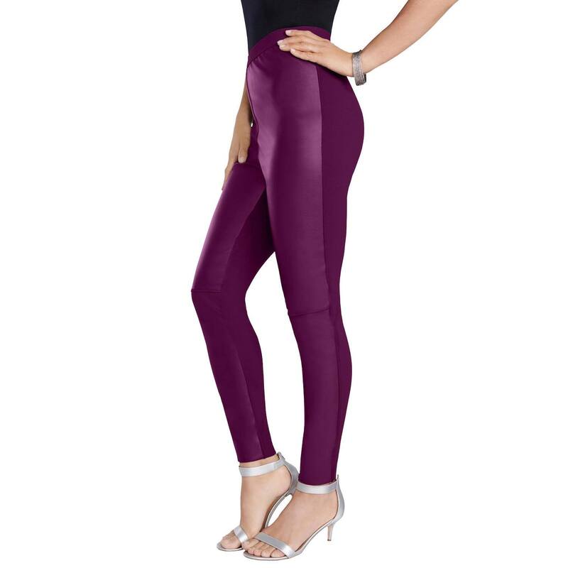 ロアマンズ レディース ボトムス カジュアルパンツ プラスサイズ レザー Roaman's Women's Plusize Faux-Leather Legging Dark Berry|ReVida 店