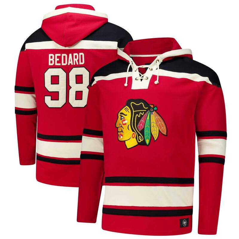 フォーティセブンブランド メンズ トップス Tシャツ トール レース パーカー 47 Brand Men's '47 Connor Bedard Red Chicago Blackhawks Big & Tallace-upullover Hoodie Hwk Red レッド|ReVida 店