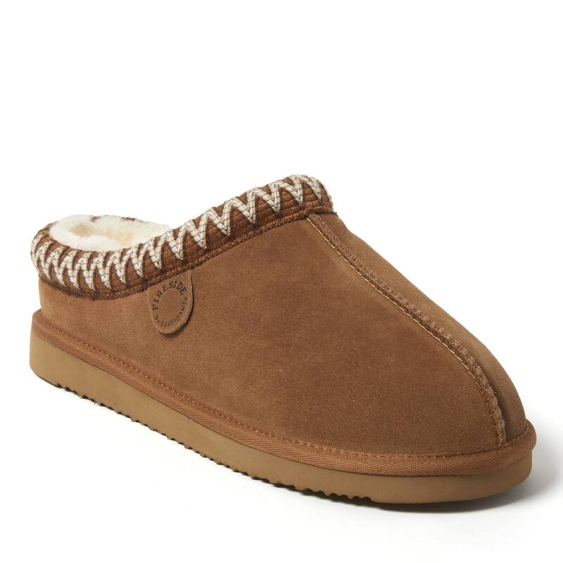 ディアフォームズ メンズ シューズ サンダル Fireside by Dearfoams Men's Grafton Genuine Shearling Clog With Taping Slippers Brown ブラウン