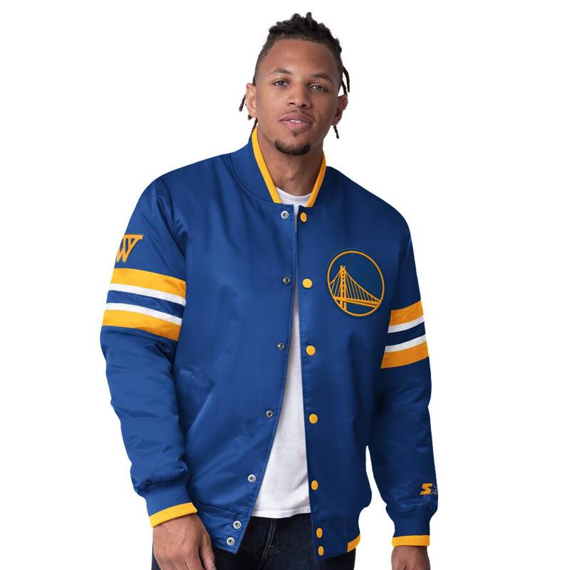 スターター メンズ アウター ジャケット・ブルゾン サテン Men'starteroyal Golden State Warriorscout Varsity Satin Full-Snap Jacket War Blue ブルー
