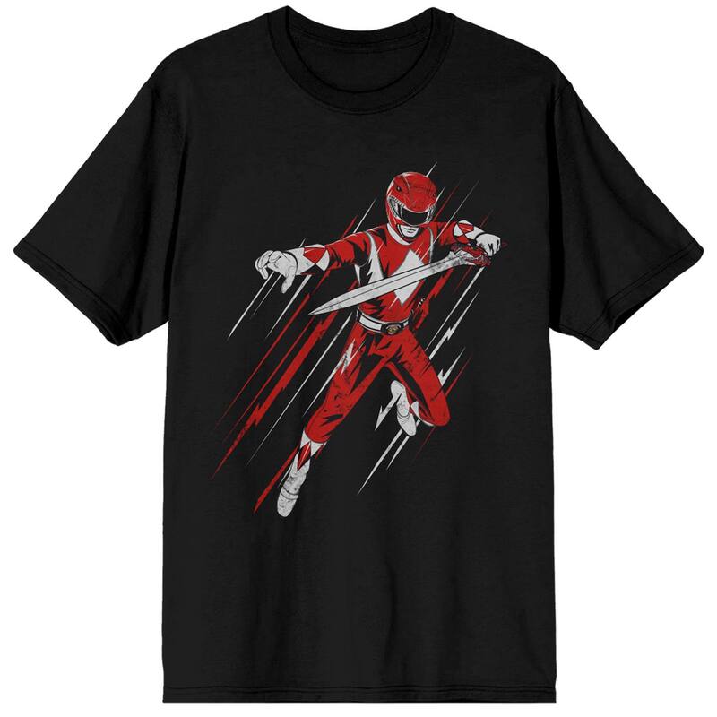 アニメ文字記号 メンズ トップス プルオーバー グラフィック Licensed Character Men\u0027s Powerangers Red Ranger Graphic Tee Black 黒いこと