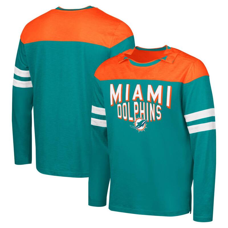 カール バンクス メンズ トップス Tシャツ Men's G-III Sports by Carl Banks Aqua/Orange Miami Dolphins Adaptive Hail Mary Long Sleeve T-Shirt Dol Turq A アクア