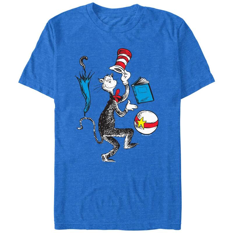 アニメキャラクター メンズ トップス Tシャツ グラフィック Licensed Character Men's Dr. Seuss Cat Party Graphic Tee Royal Heather ヘザー｜ReVida 店