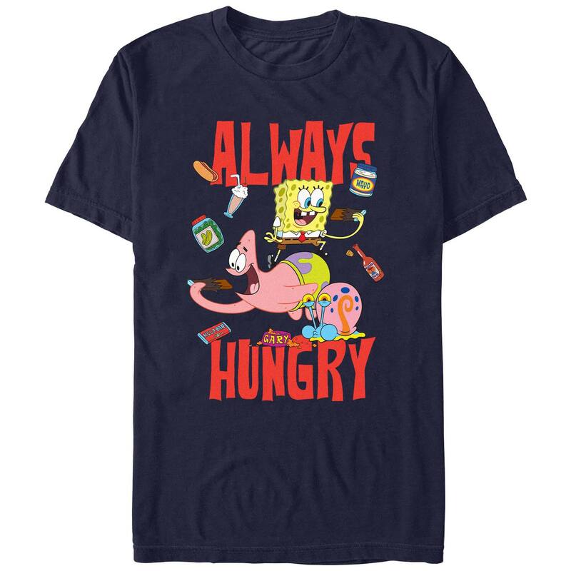 アニメキャラクター メンズ トップス Tシャツ パンツ グラフィック Licensed Character Men'spongeBob SquarePants Always Hungry Graphic Tee Navy ネイビー｜ReVida 店 7,336円