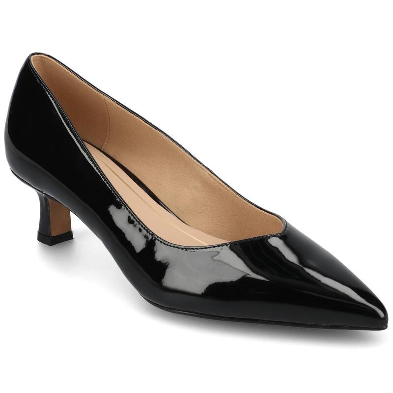 ジュルネ コレクション レディース シューズ パンプス ヒール Journee Collection Pammie Medium and Wide Width Women'slip-On Kitten Heel Pumps Black Patent ブラック