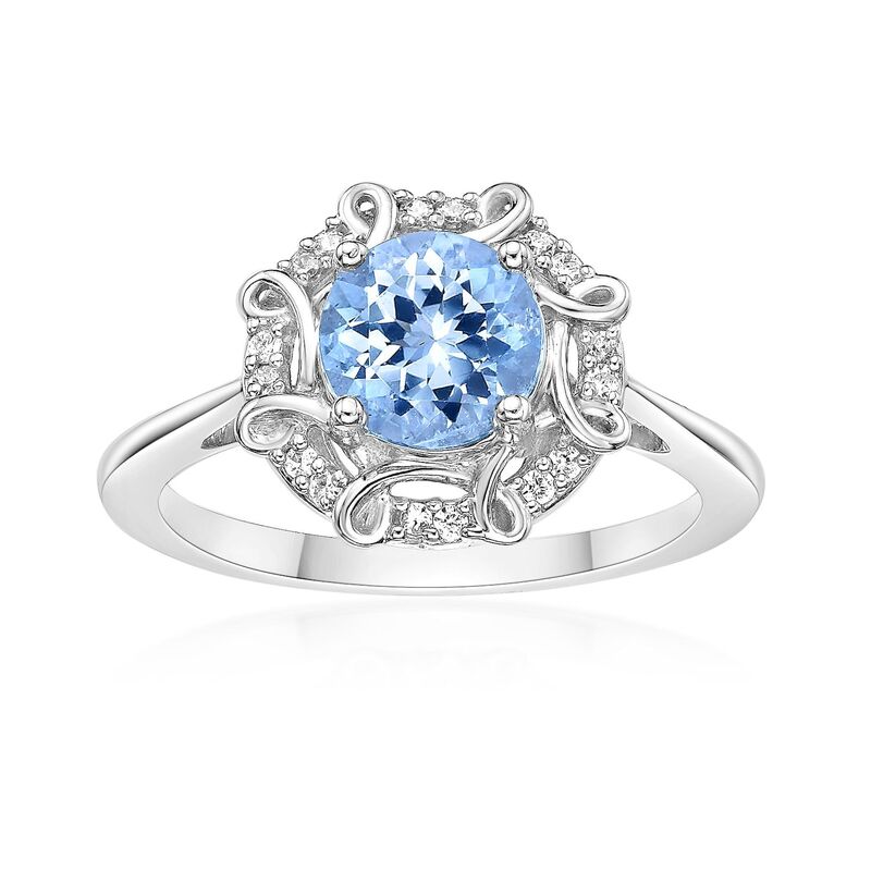 Gemminded レディース アクセサリー リング Gemminded 10k White Gold Aquamarine & 1/10 Carat.W. Diamond Ring 10k White Gold ホワイト