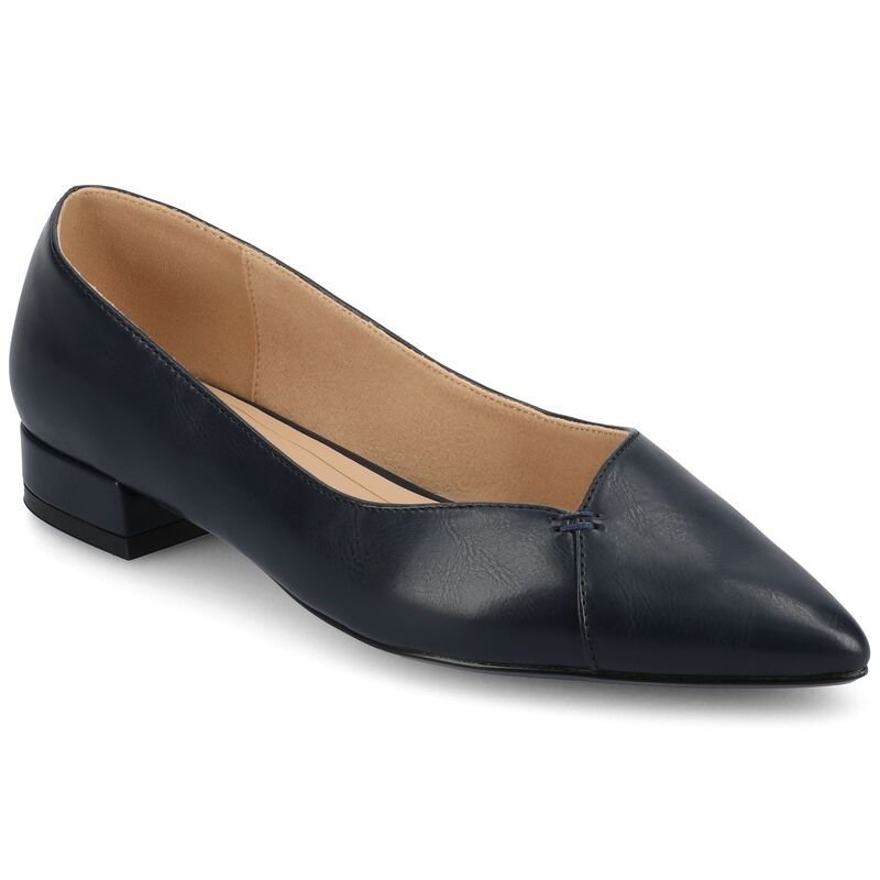 ジュルネ コレクション レディース シューズ サンダル ヒール Journee Collection Medium and Wide Width Carmin Women'slip-On Low Block Heel Dress Flats Navy ネイビー｜ReVida 店