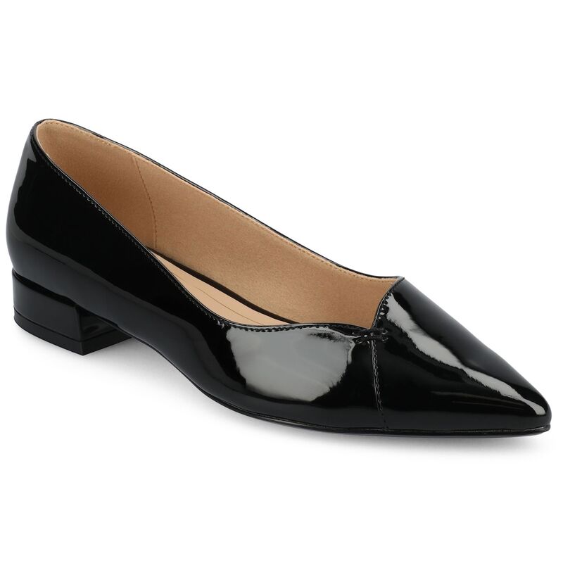 ジュルネ コレクション レディース シューズ サンダル ヒール Journee Collection Medium and Wide Width Carmin Women'slip-On Low Block Heel Dress Flats Patent Black ブラック|ReVida 店