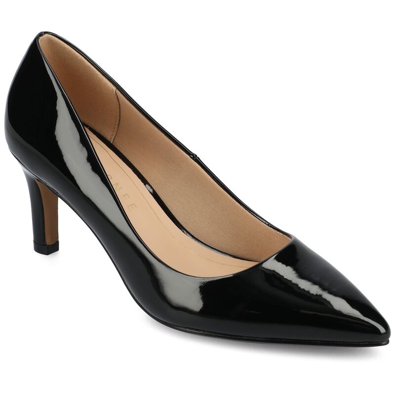 ジュルネ コレクション レディース シューズ パンプス ヒール Journee Collection Scylee Slip-On Stiletto Pointed-Toe Higheel Shoes Black Patent ブラック｜ReVida 店