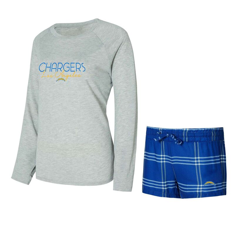 アンブランデッド レディース アンダーウェア ナイトウェア Tシャツ ショートパンツ Unbranded Women's Conceptsport Royal/Gray Los Angeles Chargers Petition Raglan Long Sleeve T-Shirt and Shortset Chg Blue ブルー