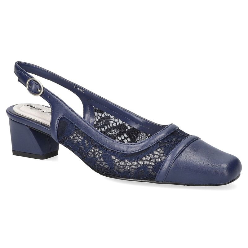 イージーストリート レディース シューズ パンプス Easy Street Fortune Square Toe Slingback Women'shoes Navy ネイビー
