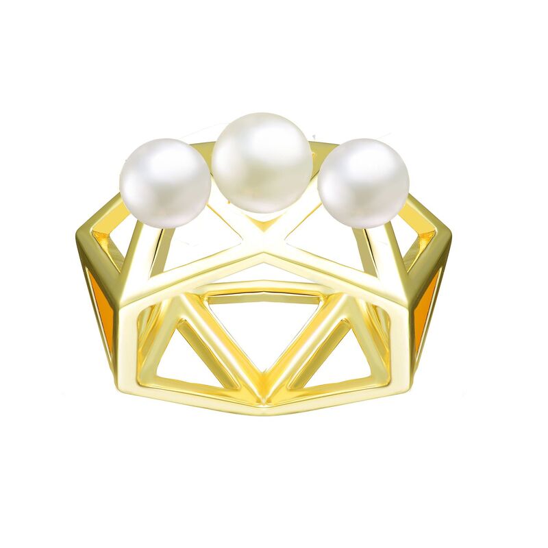アンブランデッド レディース アクセサリー リング Unbranded 14k Gold over Sterling Silver Freshwater Simulated Pearl Geometric Ringold Tone ゴールド