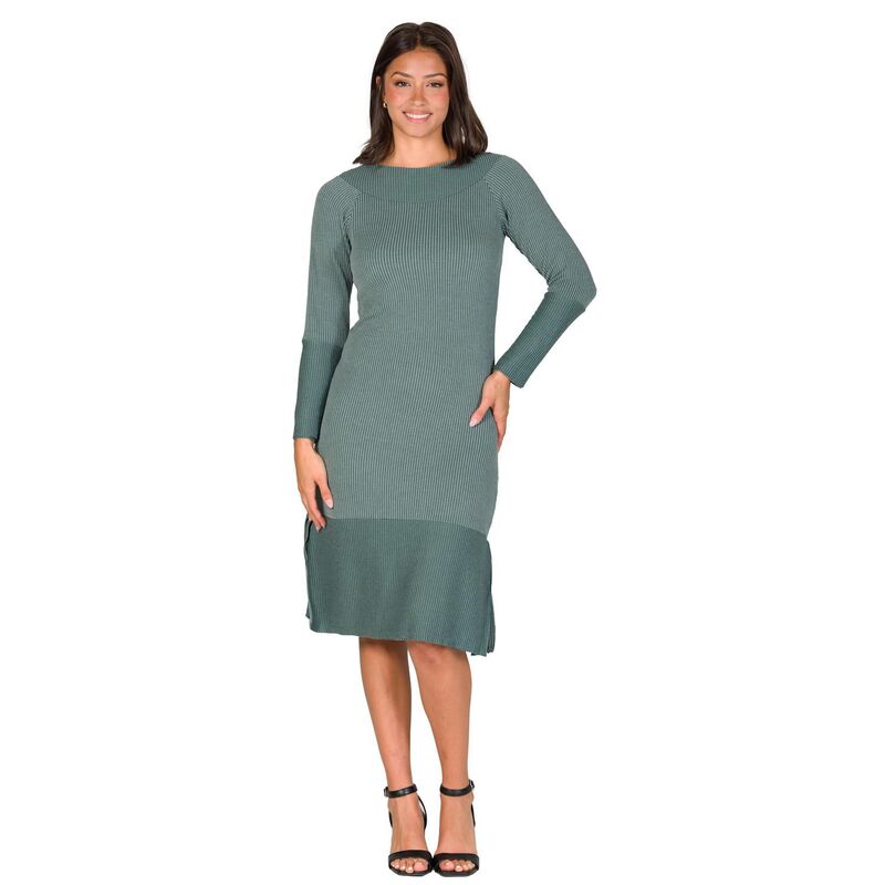 24 セブンコンフォート レディース トップス ワンピース リブ セーター ニット Women's 24Seven Comfort Apparel Ribbed Knit Long Sleeve Split Hem Sweater Dress Green グリーン