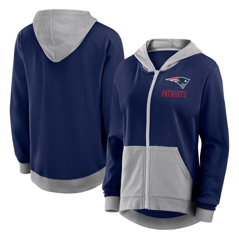 アンブランデッド レディース トップス Tシャツ パイル パーカー Unbranded Women's Navy New England Patriots Hit French Terry Full-Zip Hoodie Pat Navy ネイビー